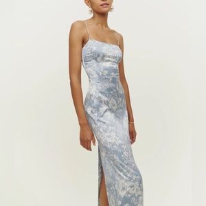 Reformation Frankie Silk Dress in Porcelain LIKE NEW